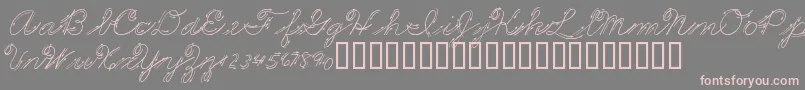 PremiersMotsScript-Schriftart – Rosa Schriften auf grauem Hintergrund