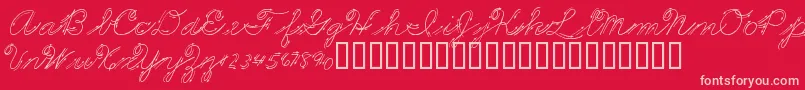 PremiersMotsScript-Schriftart – Rosa Schriften auf rotem Hintergrund