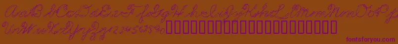 PremiersMotsScript Font – Purple Fonts on Brown Background