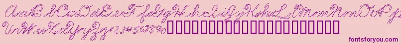 PremiersMotsScript Font – Purple Fonts on Pink Background