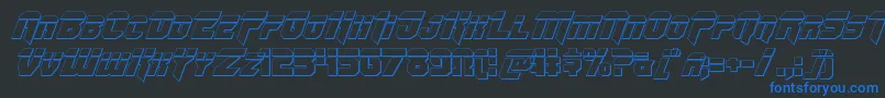 Omegaforcebulletital12 Font – Blue Fonts on Black Background