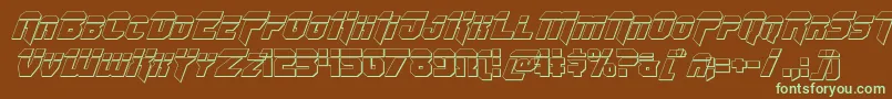 Omegaforcebulletital12 Font – Green Fonts on Brown Background