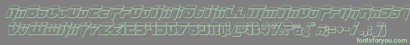 Omegaforcebulletital12 Font – Green Fonts on Gray Background