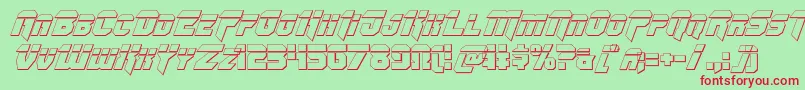 フォントOmegaforcebulletital12 – 赤い文字の緑の背景