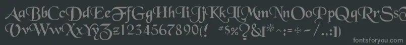 BlueMoon-fontti – harmaat kirjasimet mustalla taustalla