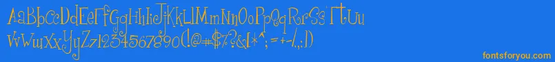 GirlsAreWeird-Schriftart – Orangefarbene Schriften auf blauem Hintergrund