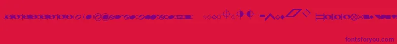 Fonte NoteheadsSpecialEfeBased – fontes roxas em um fundo vermelho