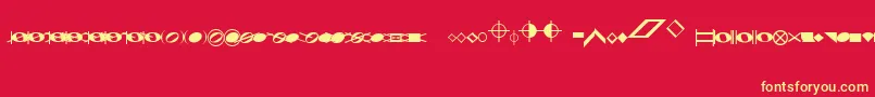 Fonte NoteheadsSpecialEfeBased – fontes amarelas em um fundo vermelho