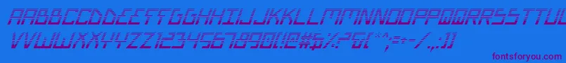 Fonte BionicTypeGradItalic – fontes roxas em um fundo azul
