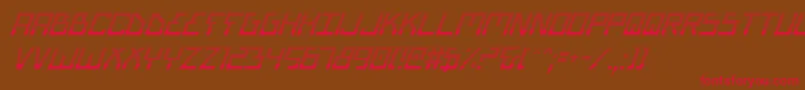 フォントBionicTypeGradItalic – 赤い文字が茶色の背景にあります。