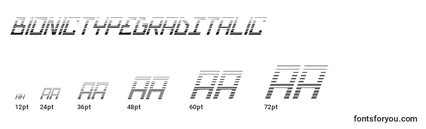 BionicTypeGradItalic Font Sizes