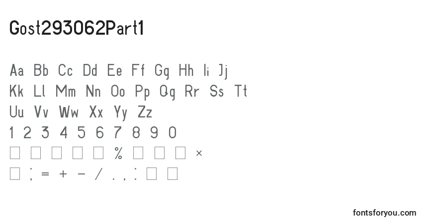 Czcionka Gost293062Part1 – alfabet, cyfry, specjalne znaki