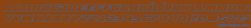 GuardianShadowItalic-Schriftart – Blaue Schriften auf braunem Hintergrund