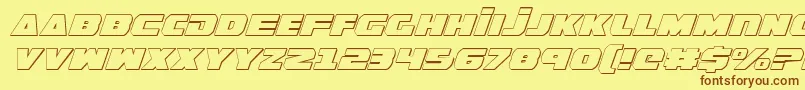 Fonte GuardianShadowItalic – fontes marrons em um fundo amarelo