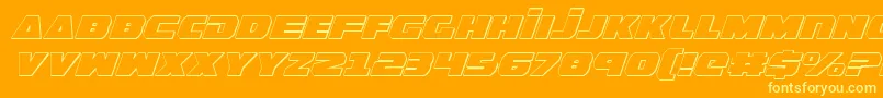 Weitere Informationen zur GuardianShadowItalic-Schriftart GuardianShadowItalic-Schriftart – Gelbe Schriften auf orangefarbenem Hintergrund