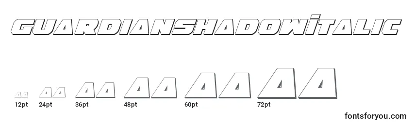 Размеры шрифта GuardianShadowItalic