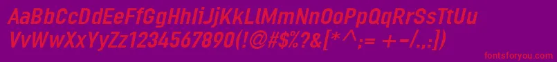 フォントLinotypeOrdinarItalic – 紫の背景に赤い文字