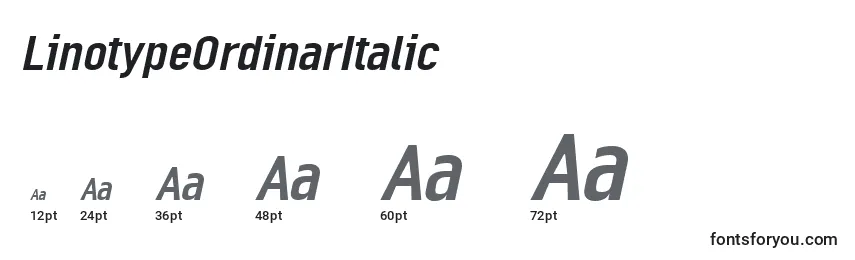 Размеры шрифта LinotypeOrdinarItalic