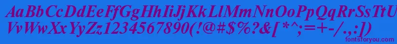 Timesett Font – Purple Fonts on Blue Background