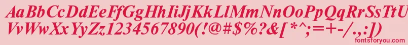 Timesett Font – Red Fonts on Pink Background