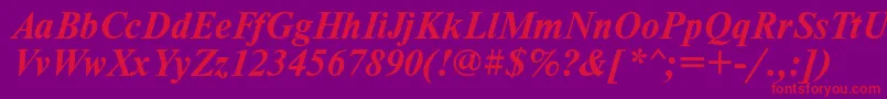 Timesett Font – Red Fonts on Purple Background