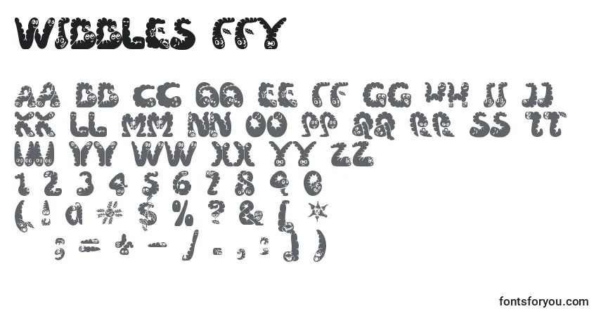 Czcionka Wibbles ffy – alfabet, cyfry, specjalne znaki