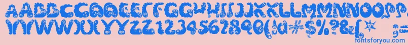 フォントWibbles ffy – ピンクの背景に青い文字