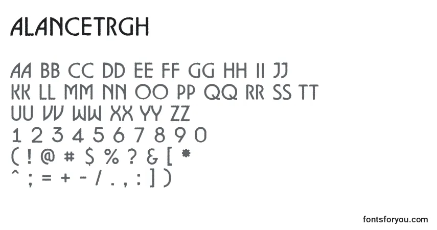 Czcionka ALancetrgh – alfabet, cyfry, specjalne znaki