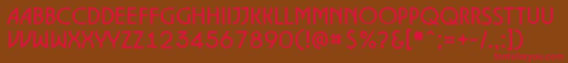 フォントALancetrgh – 赤い文字が茶色の背景にあります。