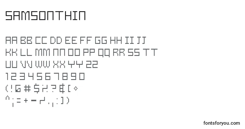 A fonte SamsonThin – alfabeto, números, caracteres especiais
