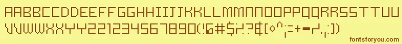 フォントSamsonThin – 茶色の文字が黄色の背景にあります。