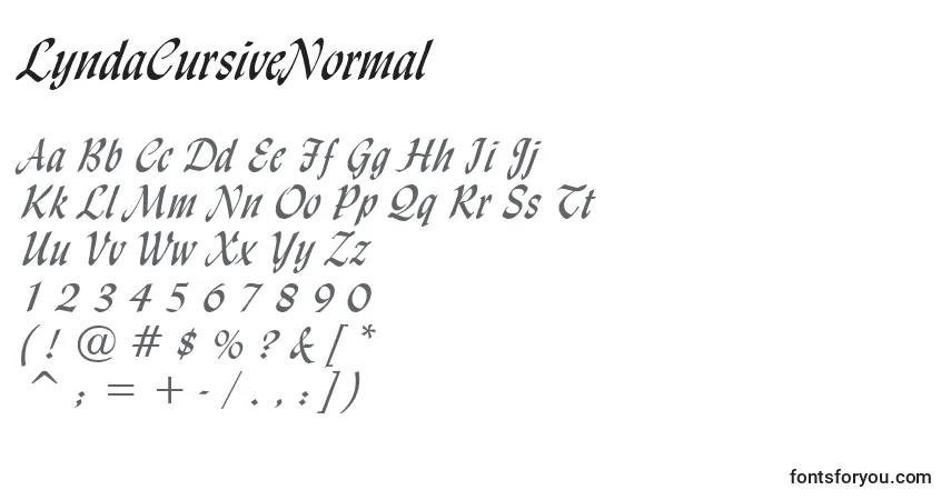 LyndaCursiveNormalフォント–アルファベット、数字、特殊文字