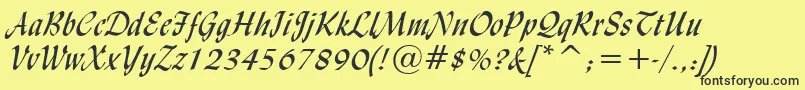 Шрифт LyndaCursiveNormal – чёрные шрифты на жёлтом фоне