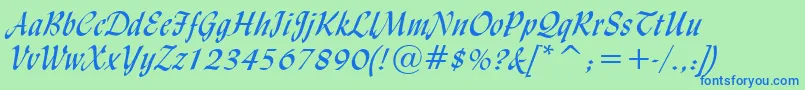 Шрифт LyndaCursiveNormal – синие шрифты на зелёном фоне