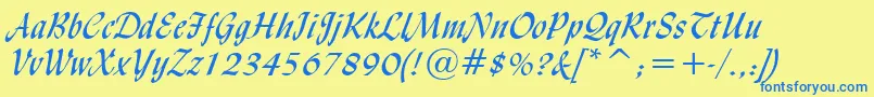 LyndaCursiveNormal Font – Blue Fonts on Yellow Background