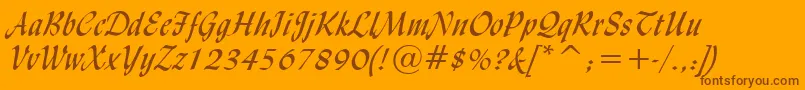 LyndaCursiveNormal Font – Brown Fonts on Orange Background