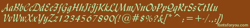 LyndaCursiveNormal Font – Green Fonts on Brown Background