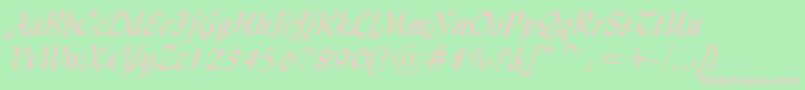 LyndaCursiveNormal Font – Pink Fonts on Green Background