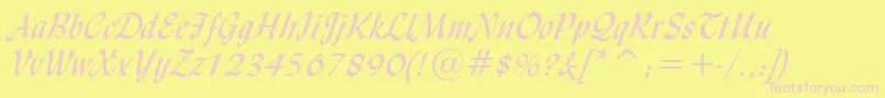 LyndaCursiveNormal Font – Pink Fonts on Yellow Background