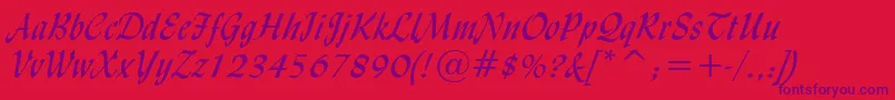 LyndaCursiveNormal Font – Purple Fonts on Red Background