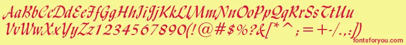 LyndaCursiveNormal Font – Red Fonts on Yellow Background