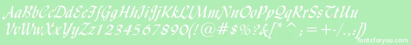Шрифт LyndaCursiveNormal – белые шрифты на зелёном фоне