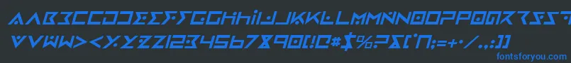 IronCobraItalic-Schriftart – Blaue Schriften auf schwarzem Hintergrund