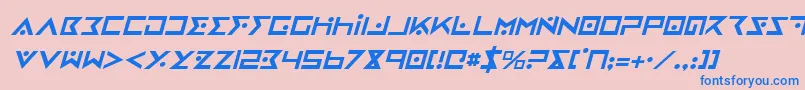 IronCobraItalic-Schriftart – Blaue Schriften auf rosa Hintergrund