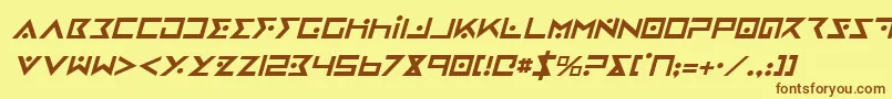 Fonte IronCobraItalic – fontes marrons em um fundo amarelo