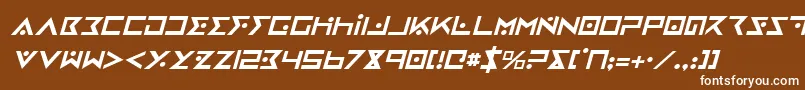 IronCobraItalic-Schriftart – Weiße Schriften auf braunem Hintergrund