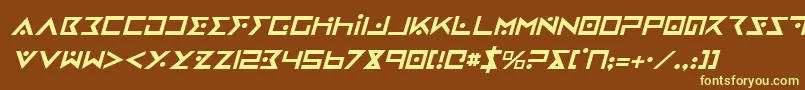 Więcej informacji o czcionce IronCobraItalic Czcionka IronCobraItalic – żółte czcionki na brązowym tle