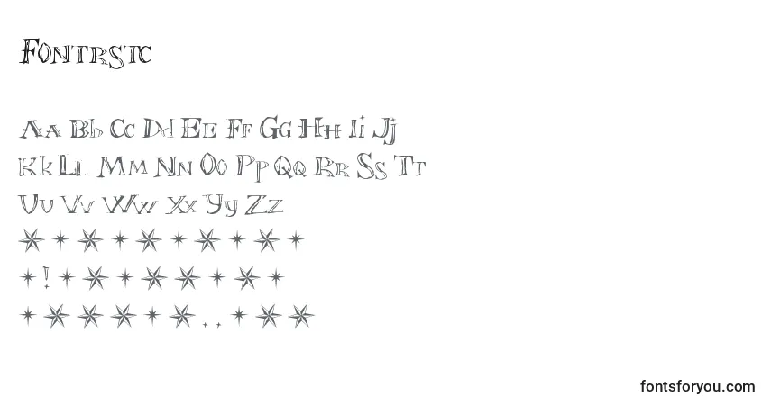 Czcionka Fontrstc – alfabet, cyfry, specjalne znaki