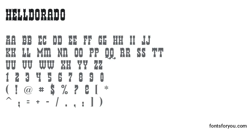 Fuente Helldorado - alfabeto, números, caracteres especiales