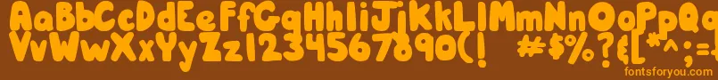 Saiba mais sobre a fonte DjbHunkyChunk Fonte DjbHunkyChunk – fontes laranjas em um fundo marrom